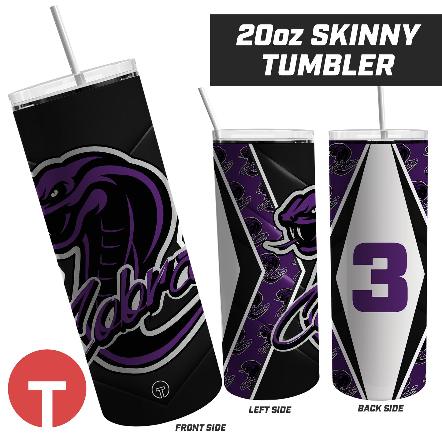 Cobras Softball - 20oz Skinny Tumbler