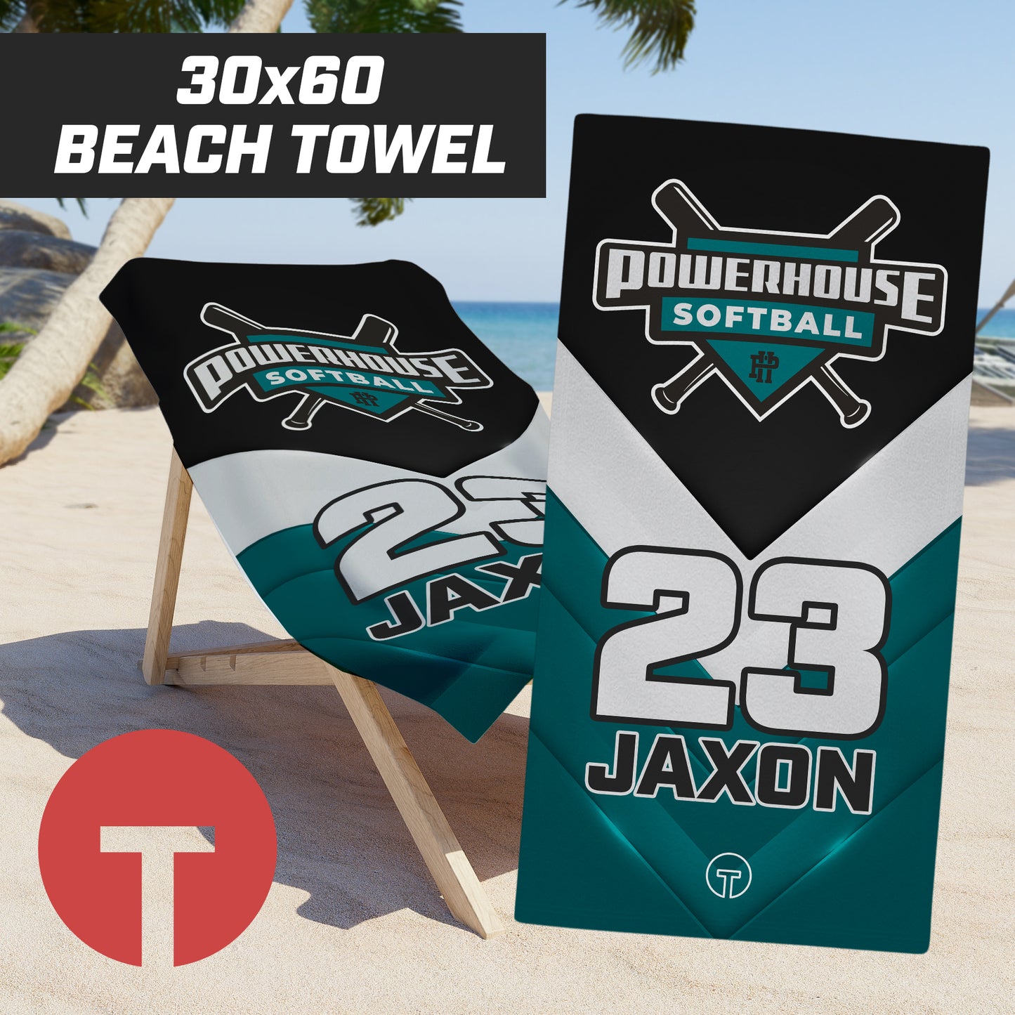 Powerhouse Softball - 30"x60" Beach Towel