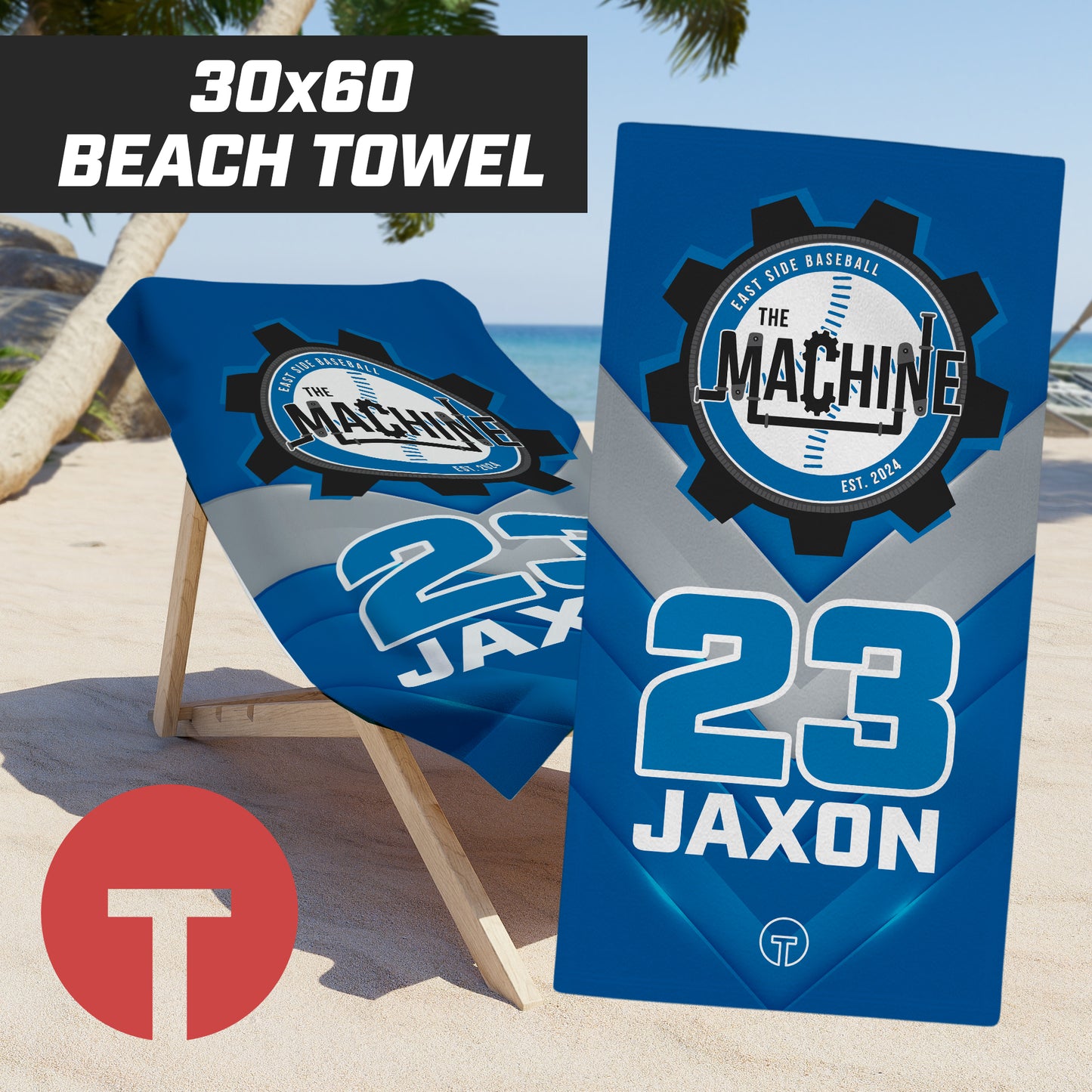East Side Machine Baseball - 30"x60" Beach Towel