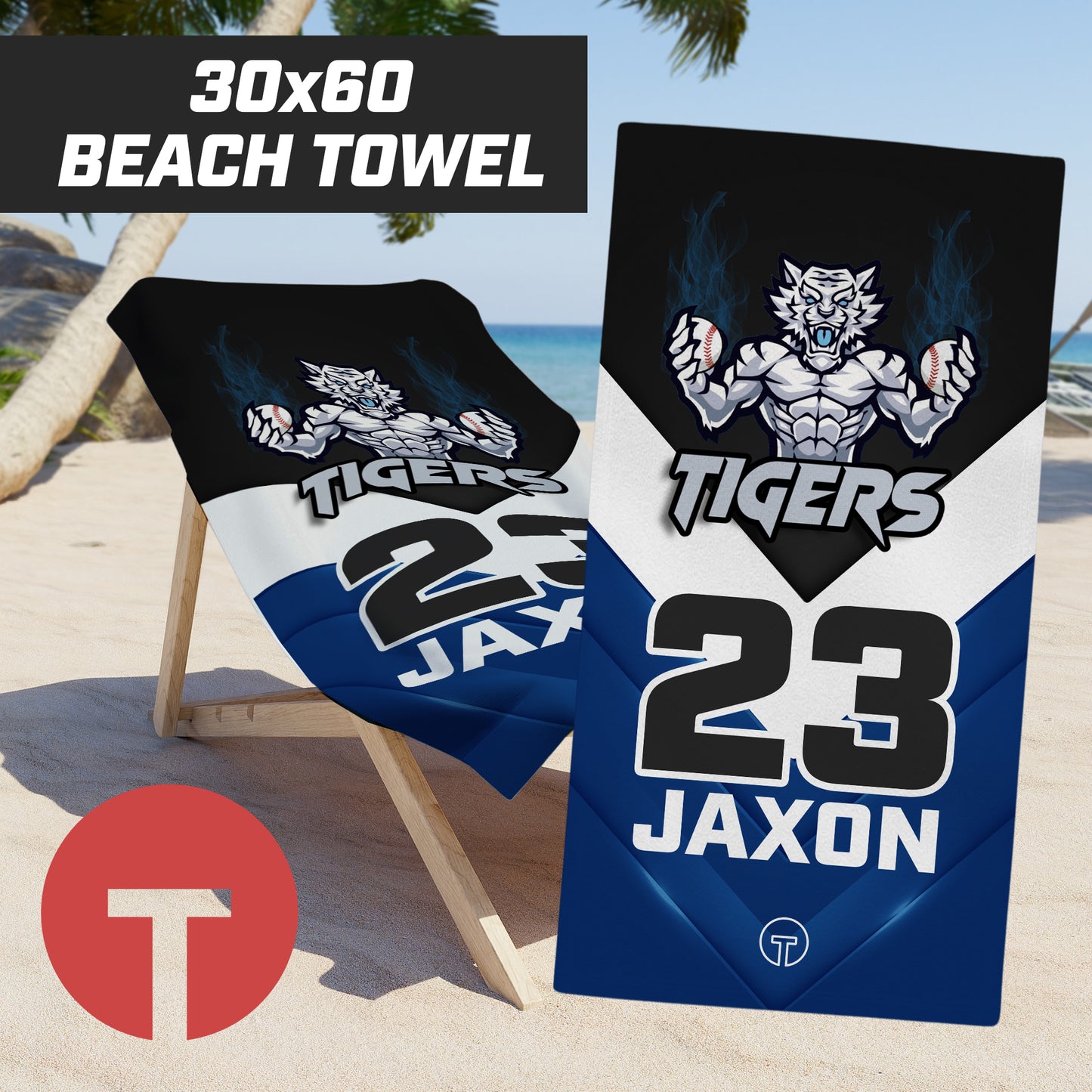 Tigers J Leon - 30"x60" Beach Towel