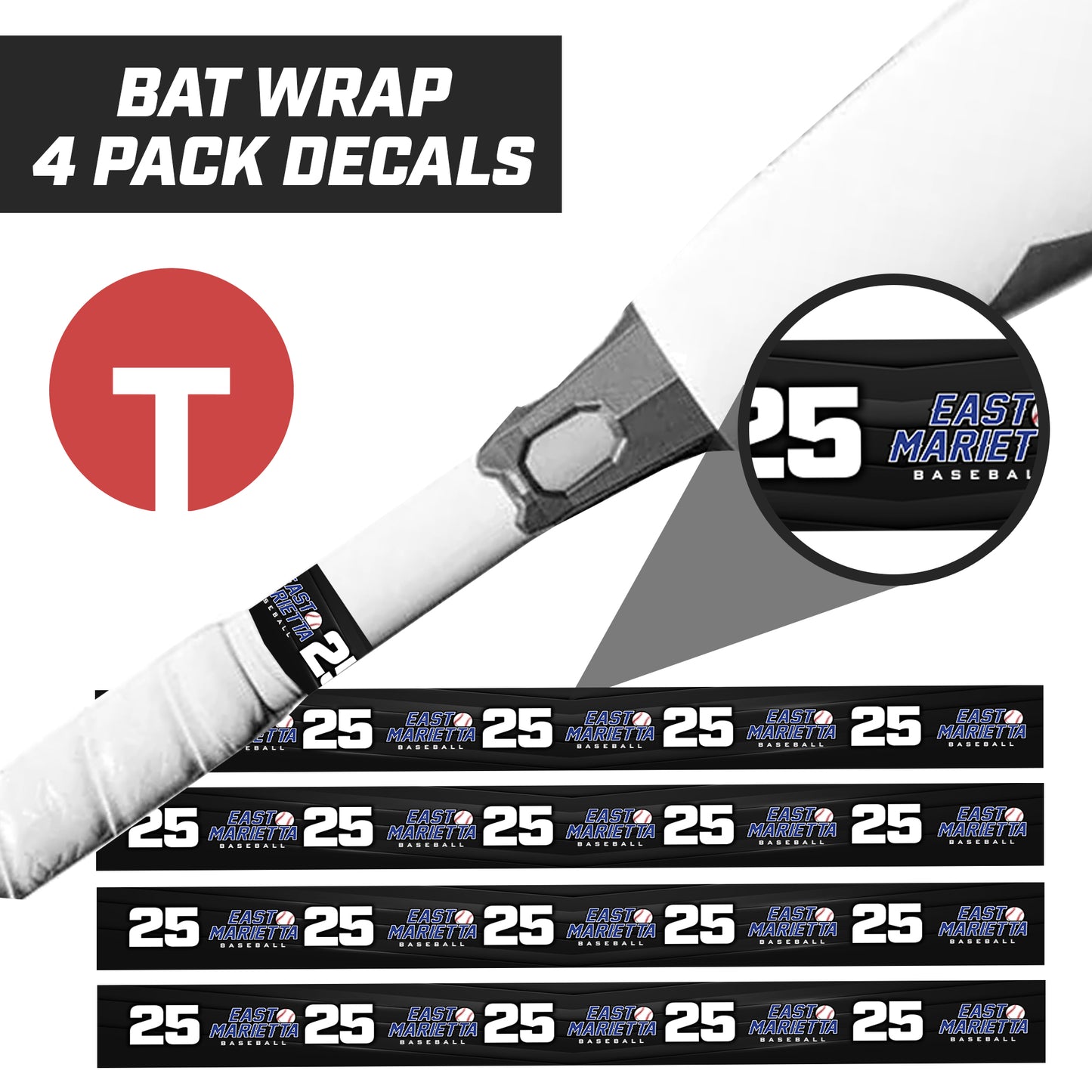 East Marietta Little League - Bat Decal Wraps (4 Pack)