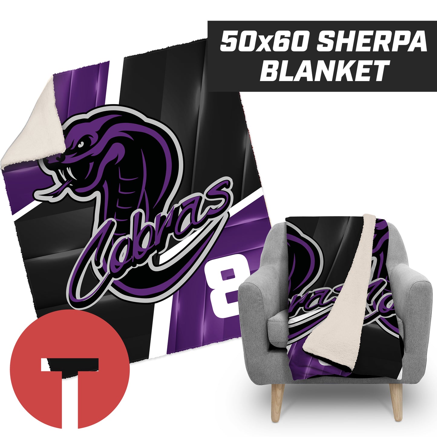 Cobras Softball - 50”x60” Plush Sherpa Blanket