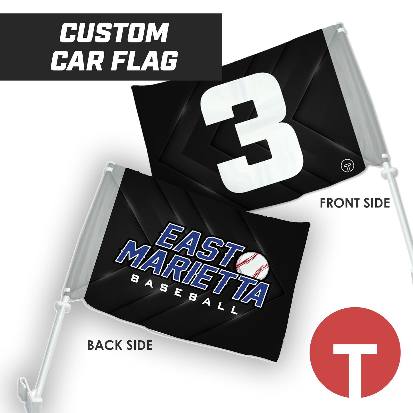 East Marietta Little League - 16"x19.5" Car Flag w/Pole