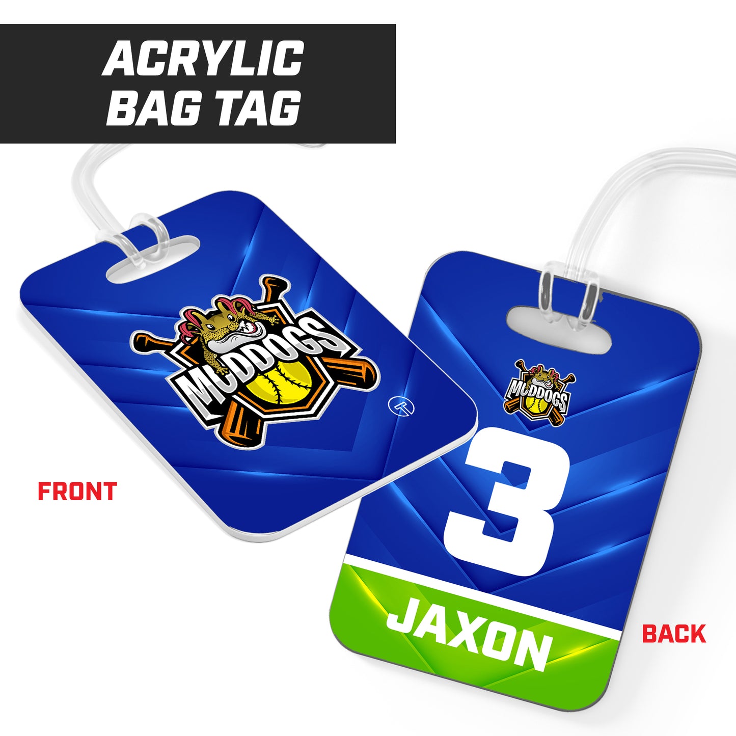 Muddogs Baseball - Hard Acrylic Bag Tag