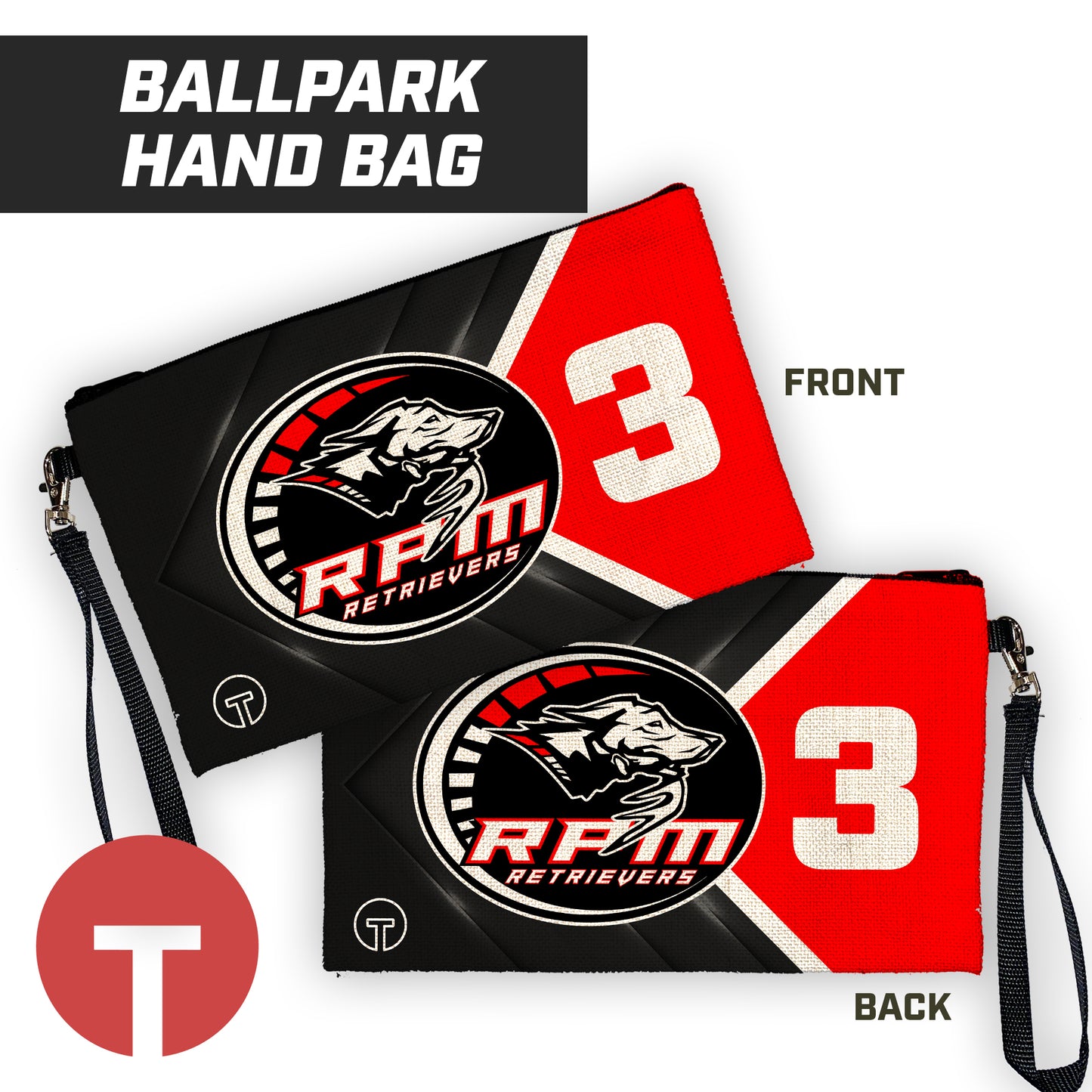 RPM Retrievers - 9"x5" Zipper Bag with Wrist Strap