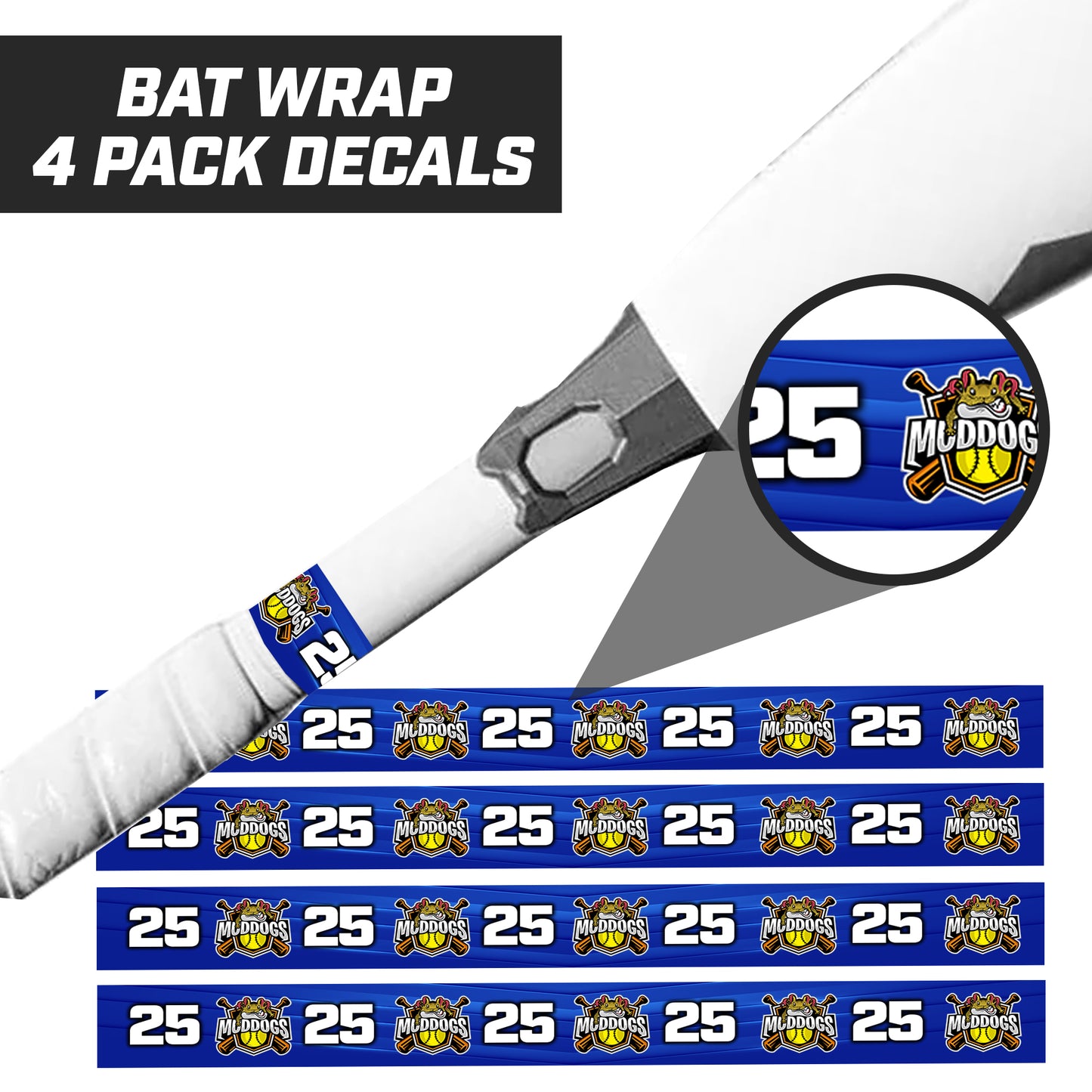 Muddogs Baseball - Bat Decal Wraps (4 Pack)