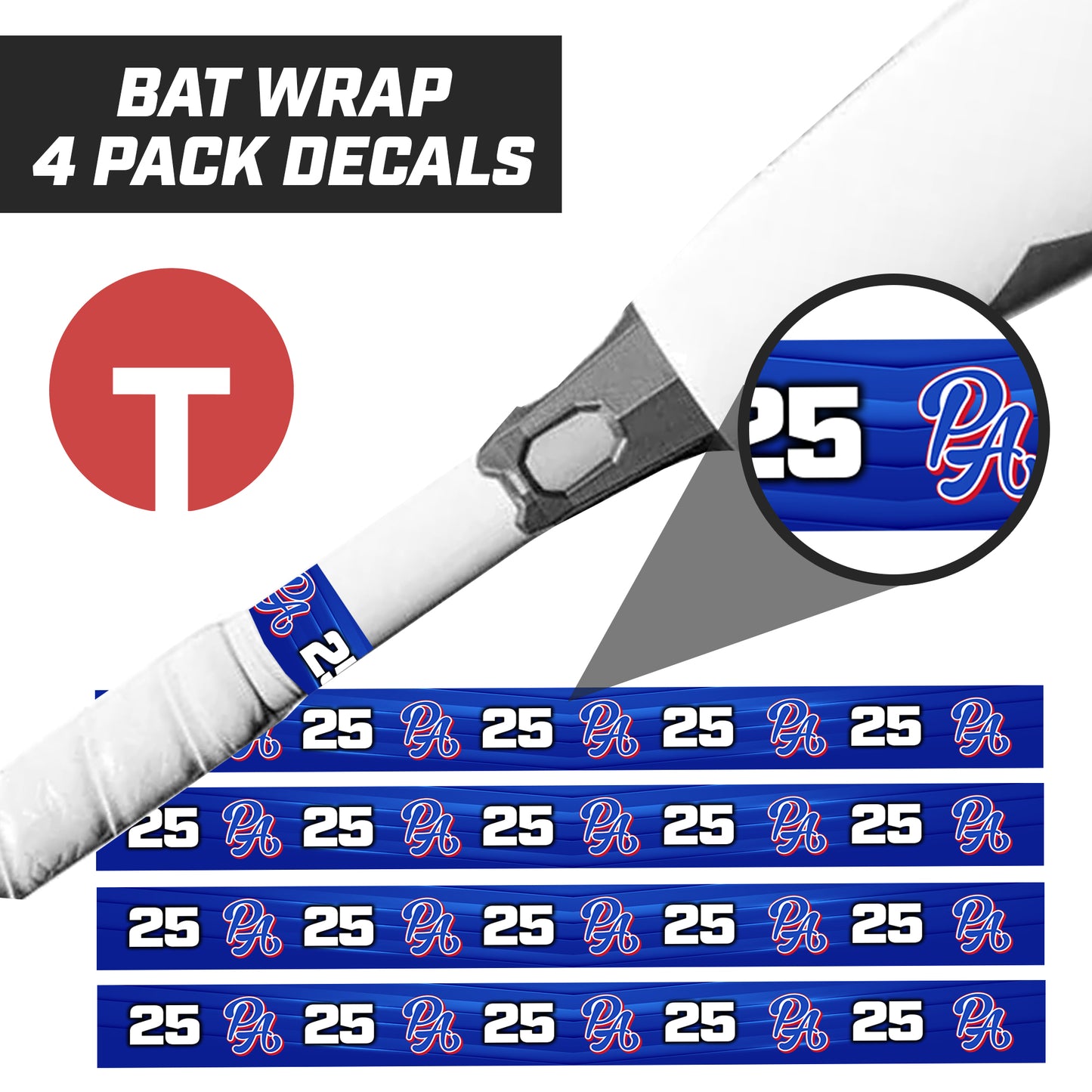 PA Playmakers - Bat Decal Wraps (4 Pack)