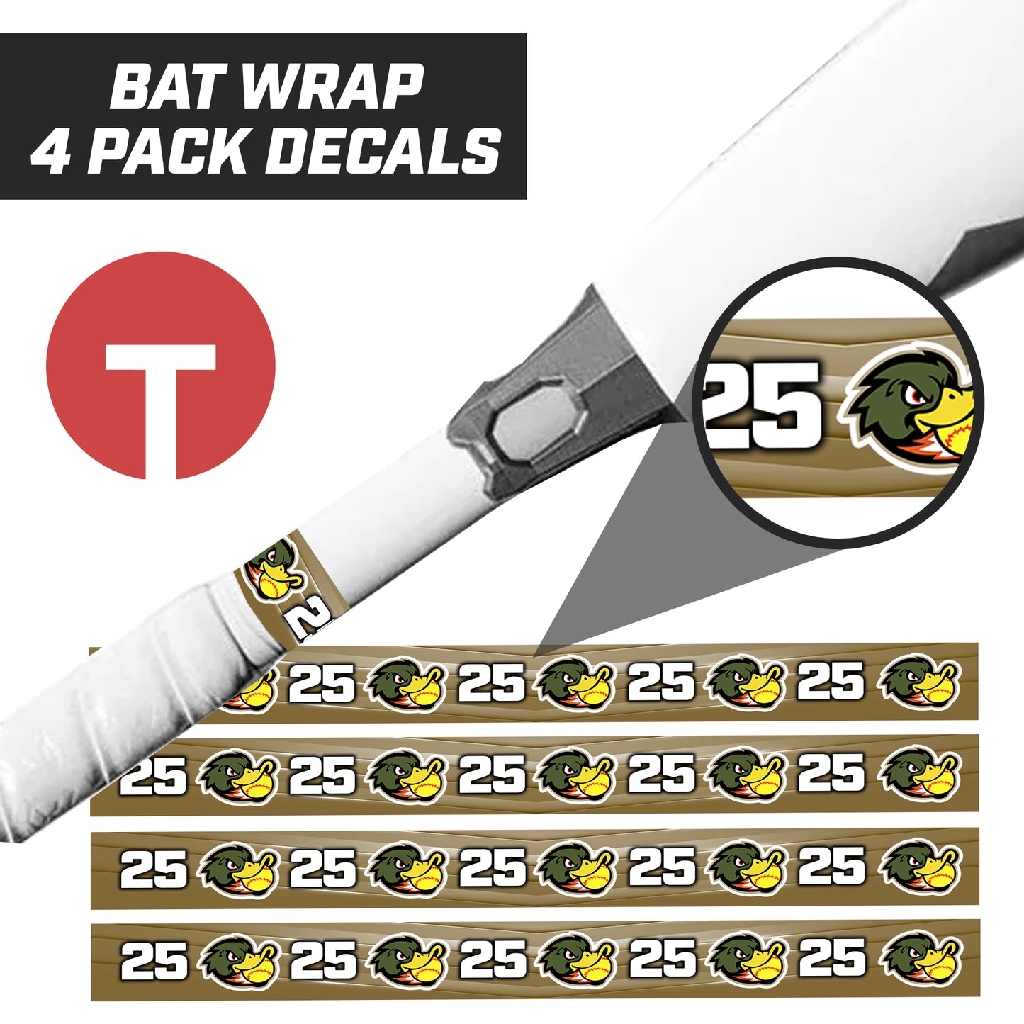 Quackers Softball - Bat Decal Wraps (4 Pack)