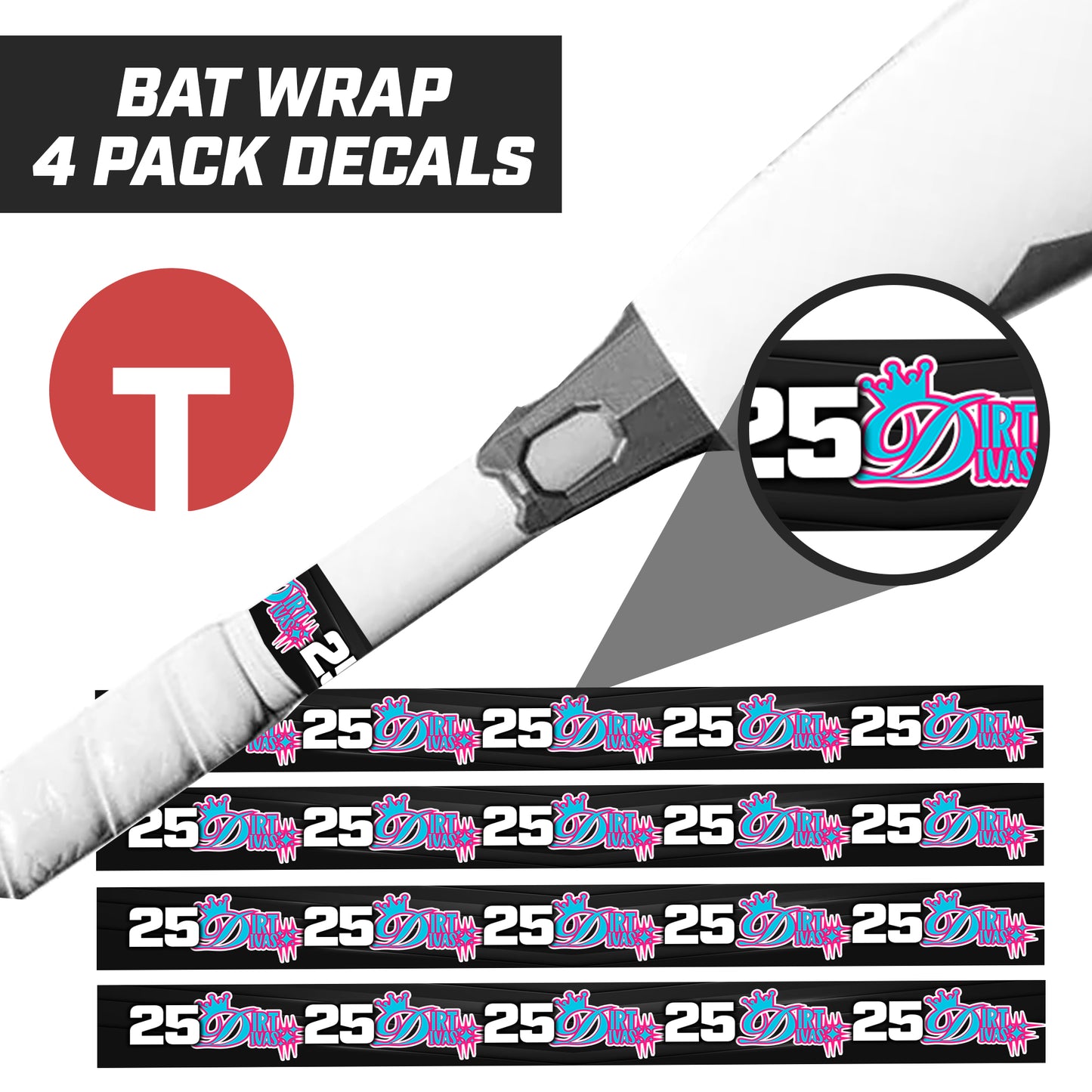 Dirt Divas - Bat Decal Wraps (4 Pack)