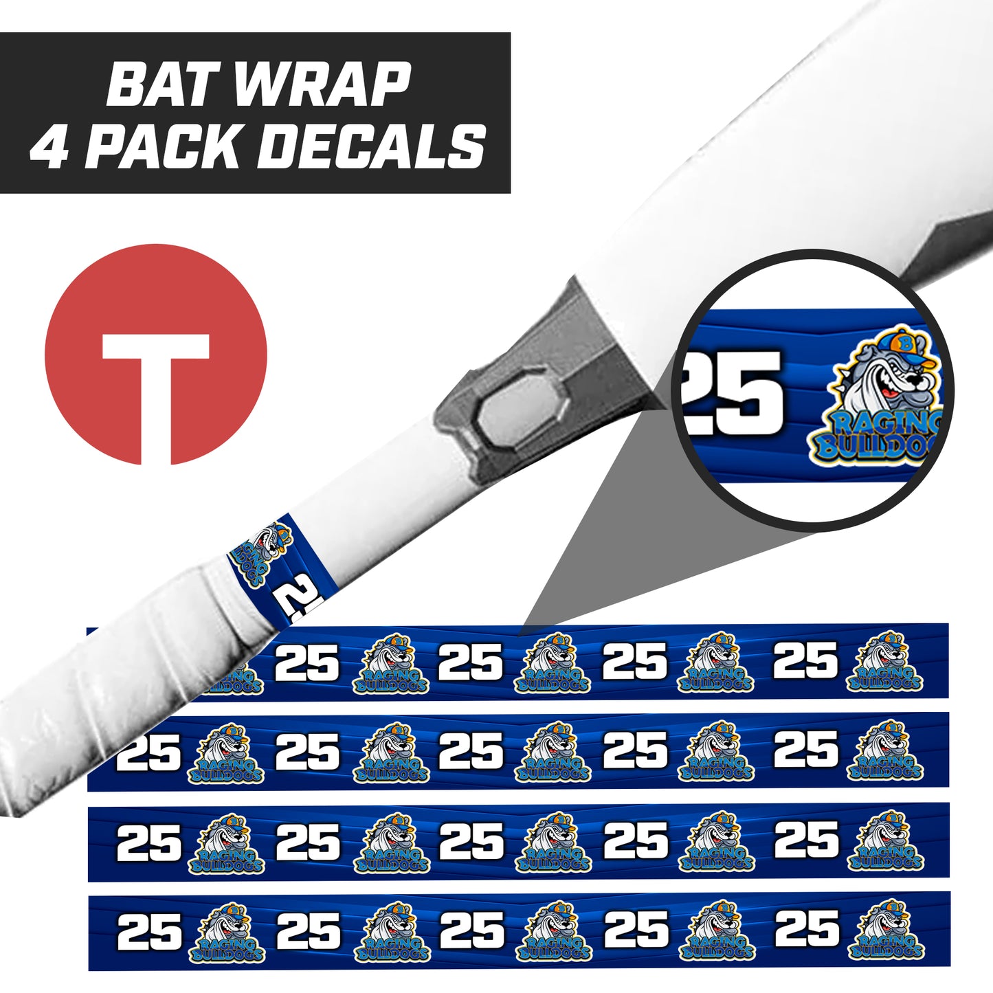 Raging Bulldogs - Bat Decal Wraps (4 Pack)