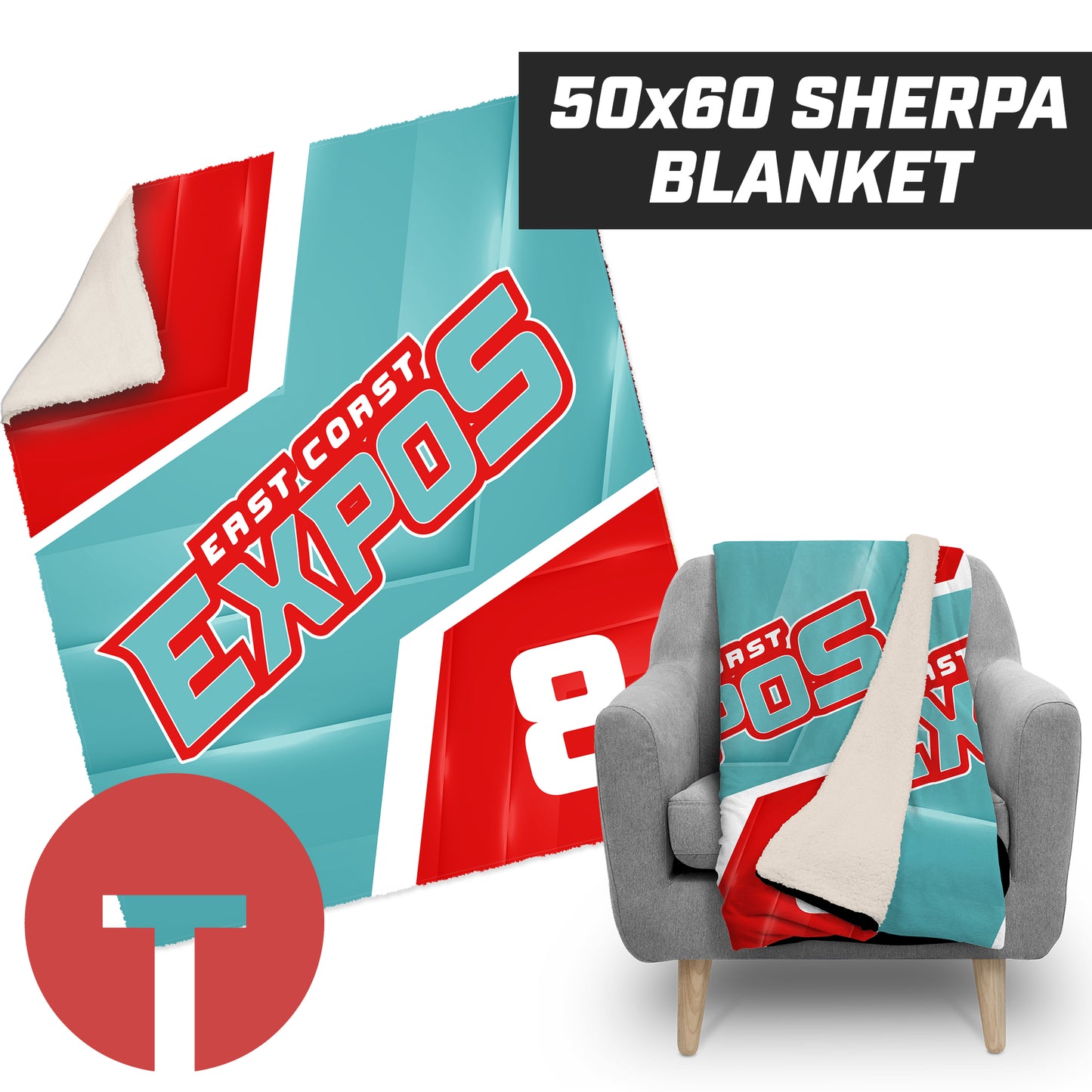 East Coast Expos - 50”x60” Plush Sherpa Blanket