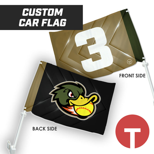Quackers Softball - 16"x19.5" Car Flag w/Pole