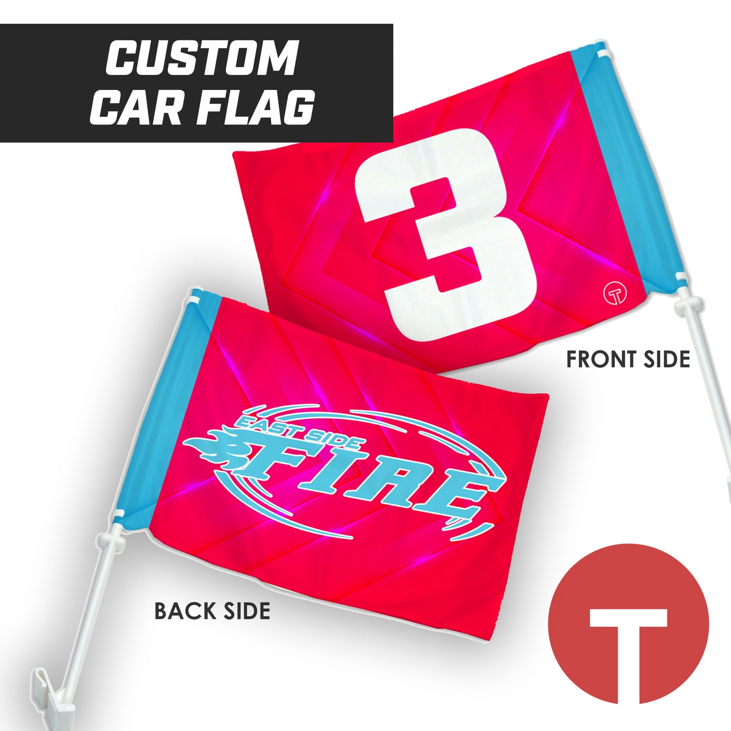 16"x19.5" Car Flag w/Pole - EAST SIDE FIRE